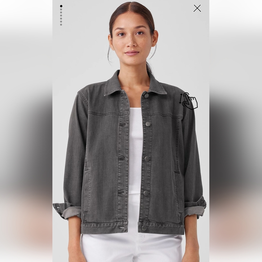 Eileen Fisher Organic Cotton Stretch Classic Collar Jacket